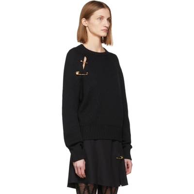 Shop Versace Black Oversized Safety Pin Sweater In A1008 Black