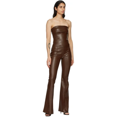 Shop Rosetta Getty Brown Leather Strapless Top In Mahogany