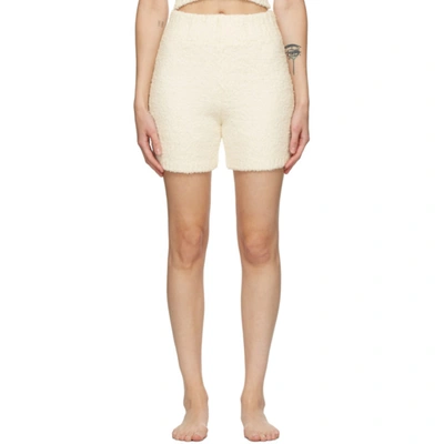 Shop Skims Off-white Knit Cozy Shorts In Bone