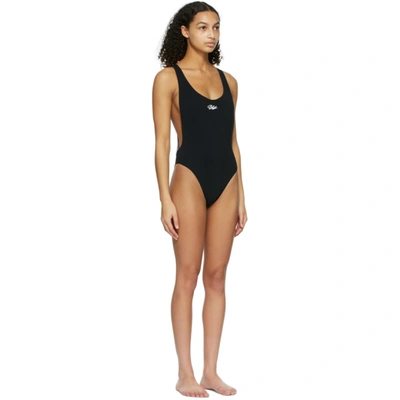 Shop Off-white Black Logo Tape One-piece Swimsuit