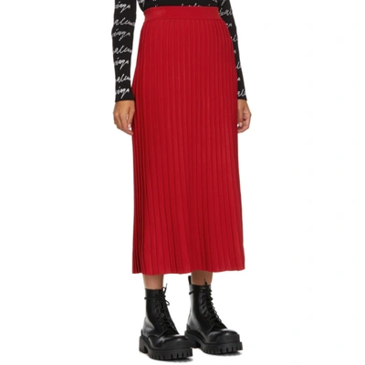Shop Balenciaga Red Pleated Elasticized Waist Skirt In 6167 Red