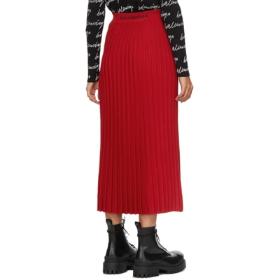 BALENCIAGA 红色褶裥弹性裙腰半身裙