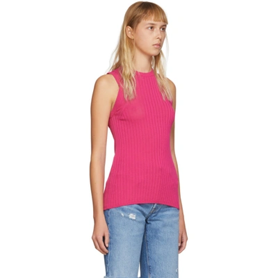 Shop Ami Alexandre Mattiussi Pink Rib Knit Tank Top In 618 Fuschia