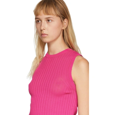 Shop Ami Alexandre Mattiussi Pink Rib Knit Tank Top In 618 Fuschia