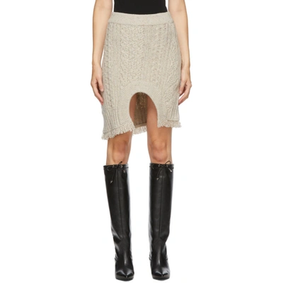 Shop Andersson Bell Beige Knit Insideout Short Skirt In Ivory