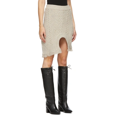 Shop Andersson Bell Beige Knit Insideout Short Skirt In Ivory