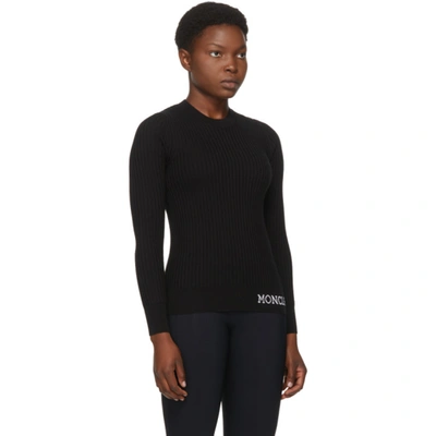 Shop Moncler Black Pleated Logo Sweater In 999 Black