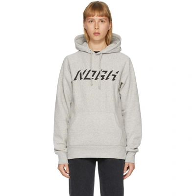 Shop Noah Grey Logo Raglan Hoodie In Heather Gre