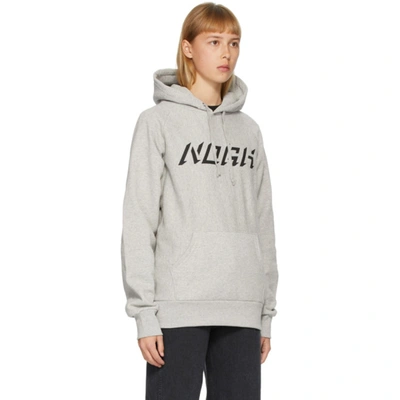 Shop Noah Grey Logo Raglan Hoodie In Heather Gre