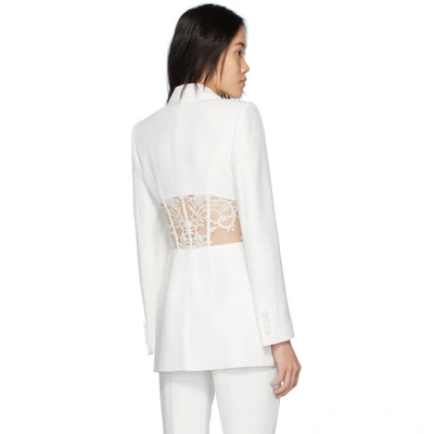 Shop Alexander Mcqueen White Lace Crepe Blazer In 9007 Ivory