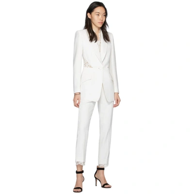 Shop Alexander Mcqueen White Lace Crepe Blazer In 9007 Ivory