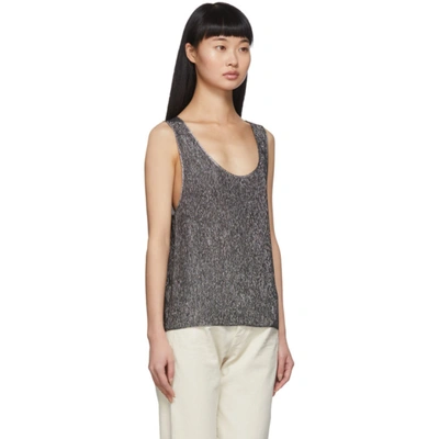 Shop Saint Laurent Silver Lamé Jersey Tank Top In 1081 Silver