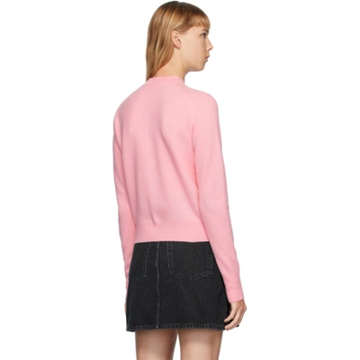 Shop Acne Studios Pink Patch Crewneck Cardigan