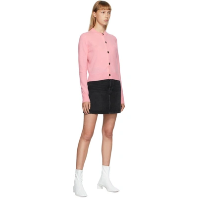 Shop Acne Studios Pink Patch Crewneck Cardigan