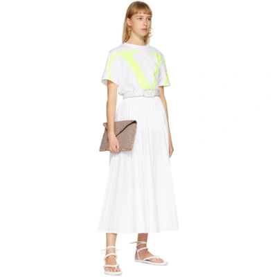 Shop Valentino White Pleated Skirt In 0bo White