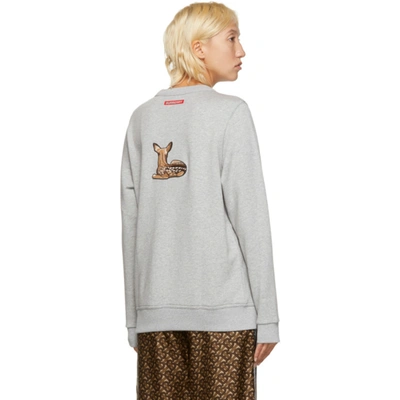 Shop Burberry Grey Deer Motif Sweatshirt In A2142 Grey