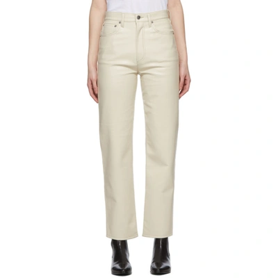 Shop Agolde Off-white Recycled Leather 90s Pinch Pants In Powder