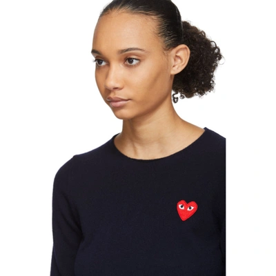 Shop Comme Des Garçons Play Navy Heart Patch Sweater In 2 Navy