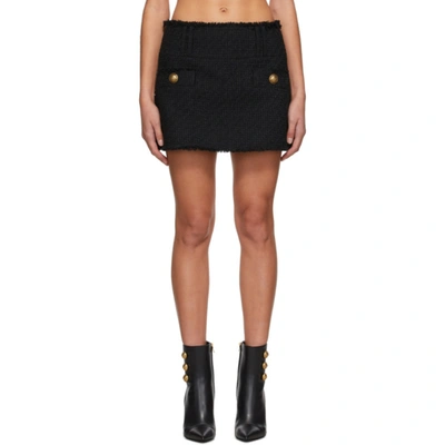 Shop Balmain Black Tweed Trapeze Skirt In 0pa Blk