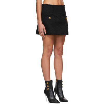 Shop Balmain Black Tweed Trapeze Skirt In 0pa Blk