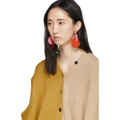 Shop Marni Convertible Yellow & Beige Tied Sleeves Cardigan In Biy65 Gold