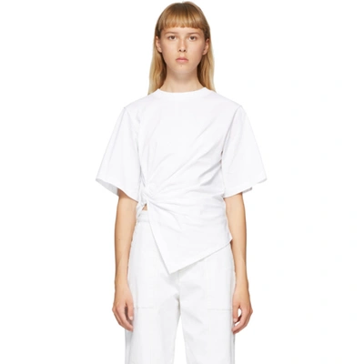 Shop See By Chloé White Draped Knot T-shirt In 101 White