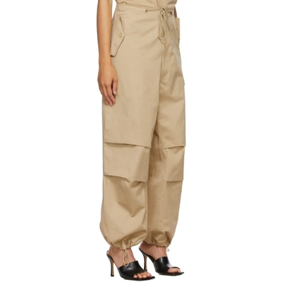 Shop Dion Lee Tan Cotton Parachute Trousers In Beige