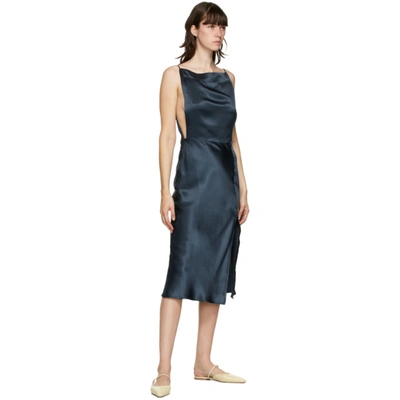 Shop Le Kasha Blue Silk Tsaidam Mid-length Dress In Dark Blue