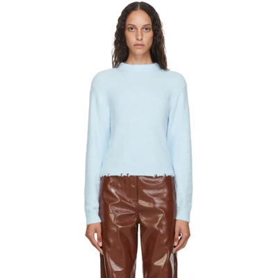 Shop Tibi Blue Fondue Crewneck Sweater In Sky Blue