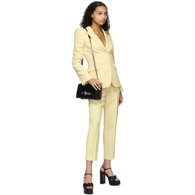 Shop Alexander Mcqueen Yellow Wool & Silk High-waisted Slim Trousers In 7018 Honsuc