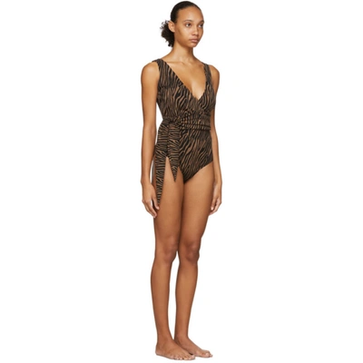 Shop Lisa Marie Fernandez Black & Brown Zebra Dree Louise One-piece Swimsuit