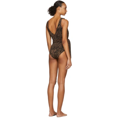 Shop Lisa Marie Fernandez Black & Brown Zebra Dree Louise One-piece Swimsuit