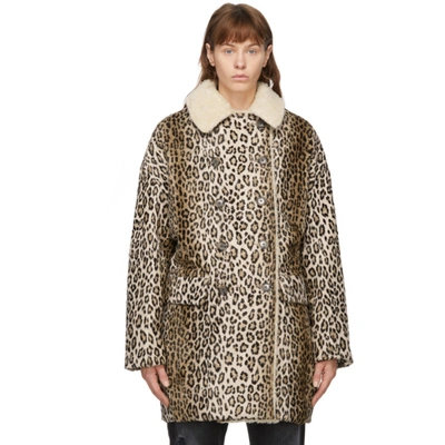 Shop R13 Tan Leopard Hunting Coat