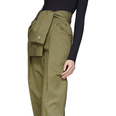 Shop Alexander Wang Khaki Tied Waist Trousers In 334 Fieldgr