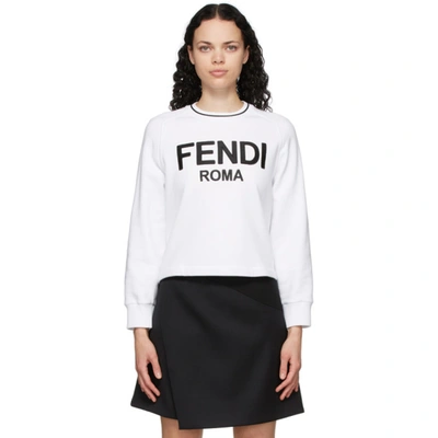 Shop Fendi White Embroidered Logo Sweatshirt In F0znm White