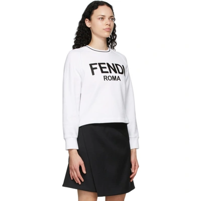 Shop Fendi White Embroidered Logo Sweatshirt In F0znm White