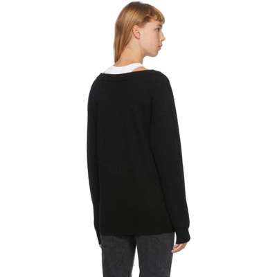 Shop Alexander Wang T Black & White Bi-layer Off-the-shoulder Sweater In 951 Black/w