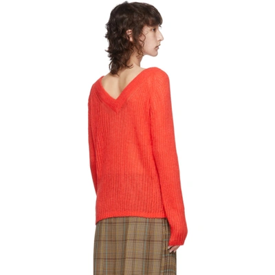 Shop Helmut Lang Red Alpaca Double V Sweater In Helium Pink