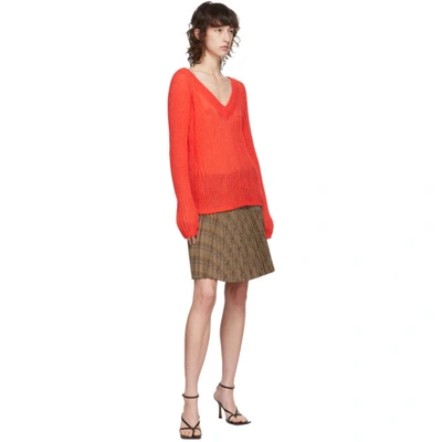 Shop Helmut Lang Red Alpaca Double V Sweater In Helium Pink