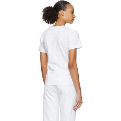 Shop Comme Des Garçons Play White & Navy Polka Dot Big Heart T-shirt In 1 White