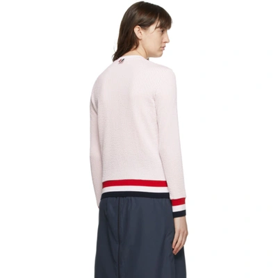 Shop Thom Browne Pink Seersucker Tricolor Trim Sweatshirt In 640 Light P