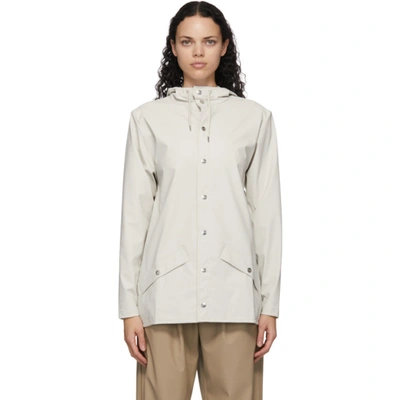 Shop Rains Off-white Mid Button-down Rain Coat In Off White