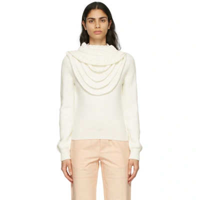 Shop Loewe White Wool Braided Collar Sweater In 2090 White