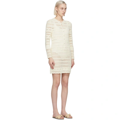Shop Saint Laurent Off-white Crochet Jane Mini Dress In 9502 Natural