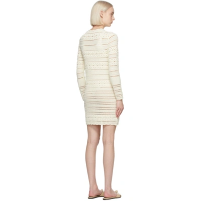 Shop Saint Laurent Off-white Crochet Jane Mini Dress In 9502 Natural