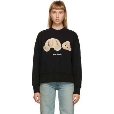 Shop Palm Angels Black Bear Sweatshirt In Blk/brown