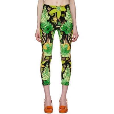 Shop Fendi Multicolor Garden Print Leggings In F1bh9 Green