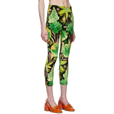 Shop Fendi Multicolor Garden Print Leggings In F1bh9 Green