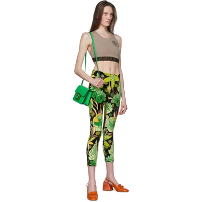 Shop Fendi Multicolor Garden Print Leggings In F1bh9 Green