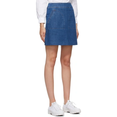 Shop Apc Blue Denim Shanya Miniskirt In Ial Wasindi